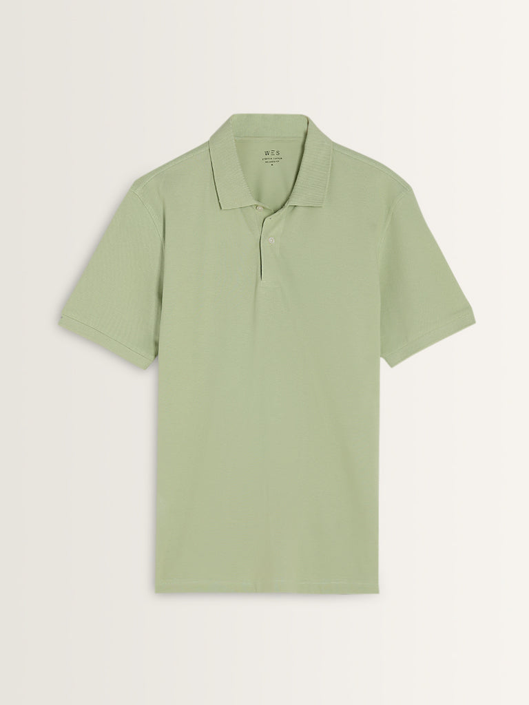 WES Casuals Sage Relaxed-Fit Cotton Blend Polo T-Shirt