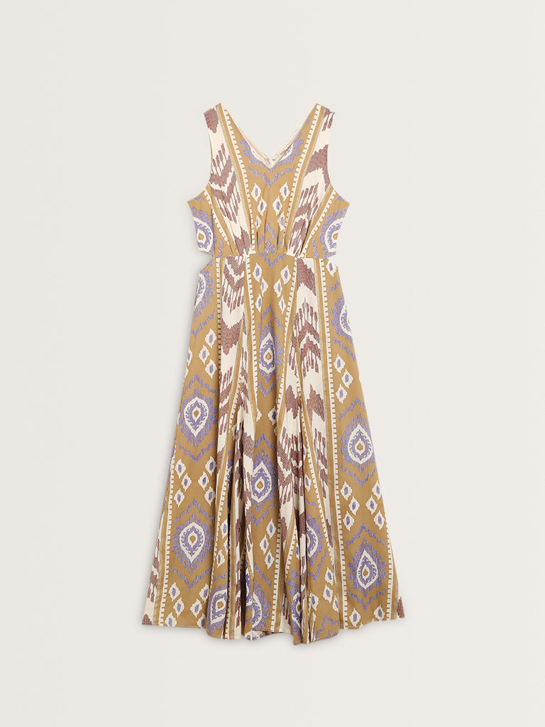 Bombay Paisley Beige Printed A-Line Dress