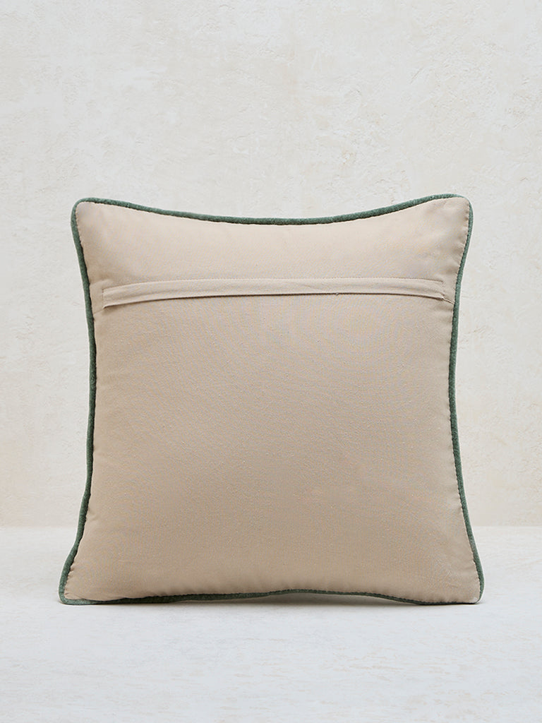 Westside Home Green Floral Embroidered Cushion Cover