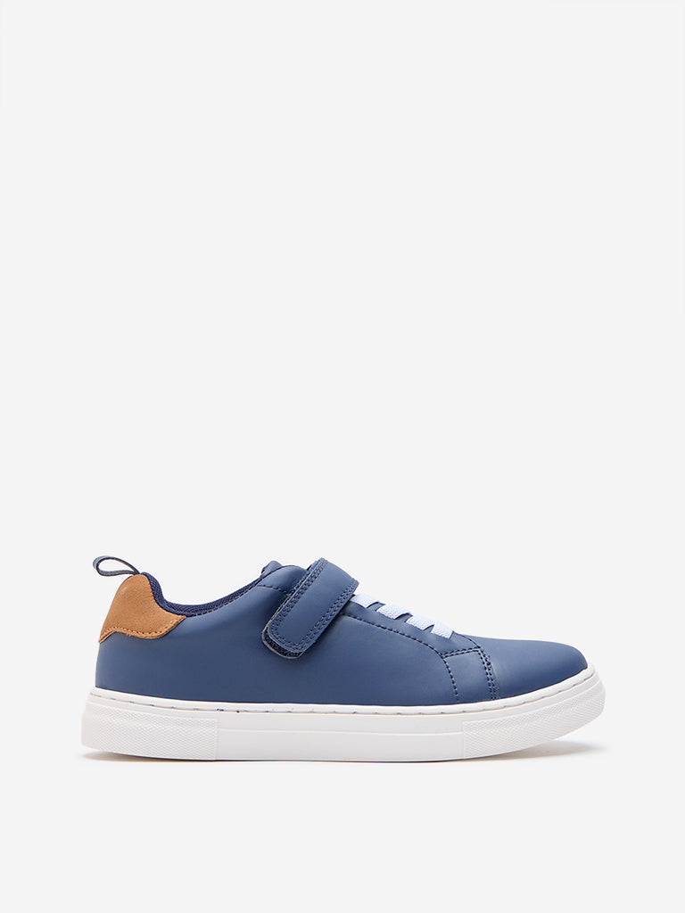 Yellow Blue Lace-Up Velcro Shoes