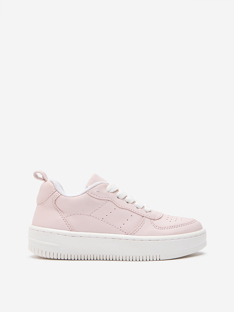 Yellow Light Pink Monotone Lace-Up Sneakers