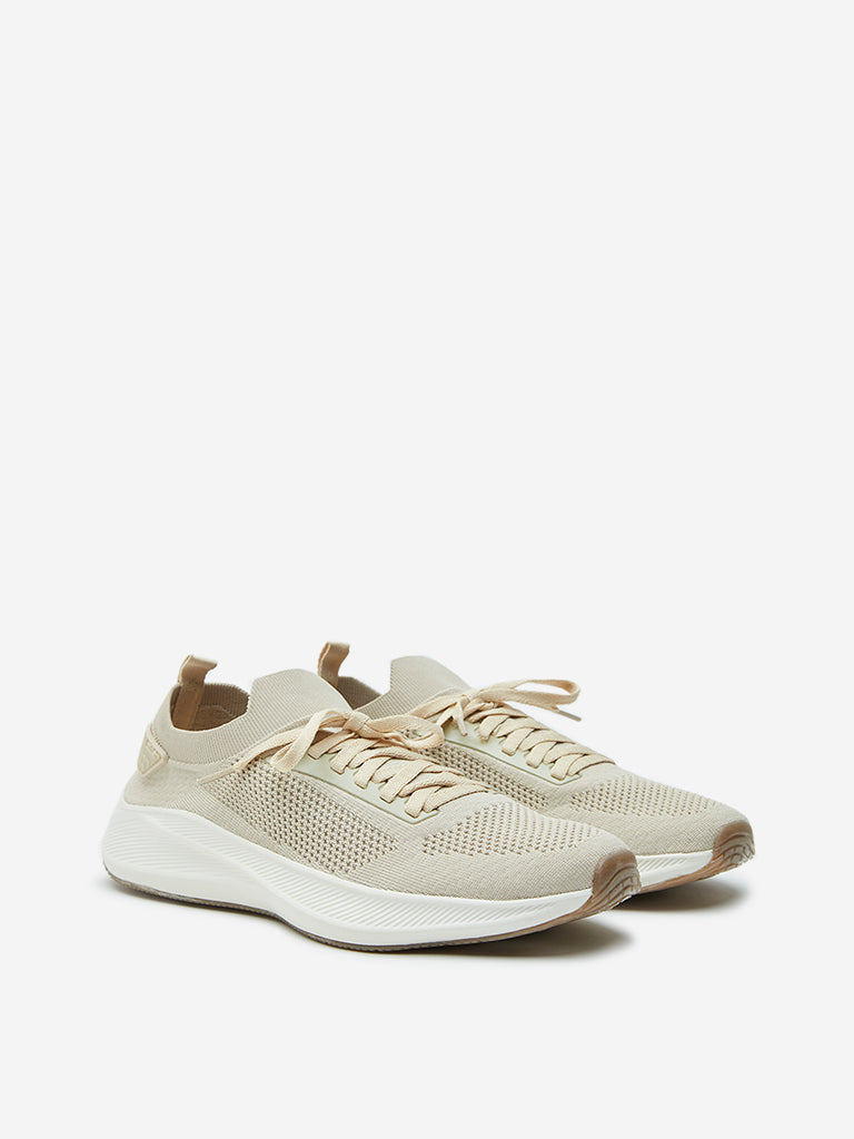 SOLEPLAY Beige Knitted Lace-Up Shoes