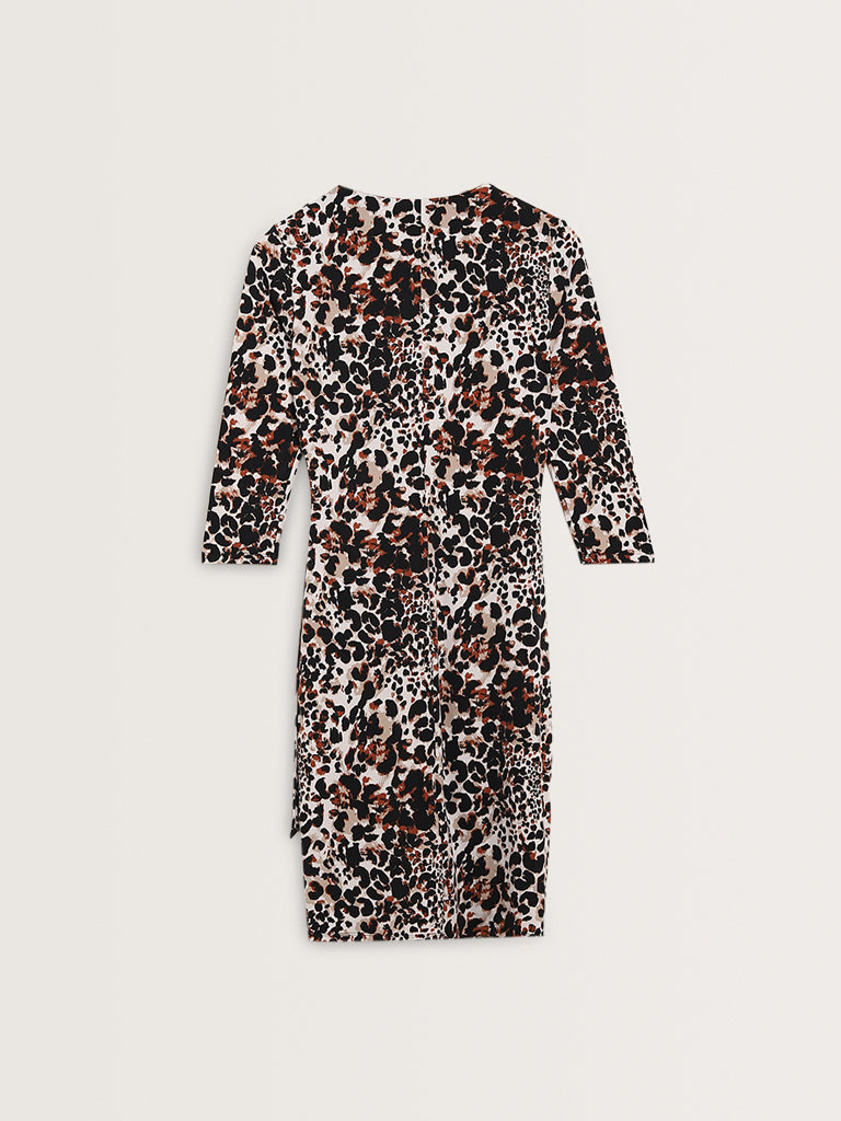 Wardrobe Black Animal Print Wrap-Style Dress