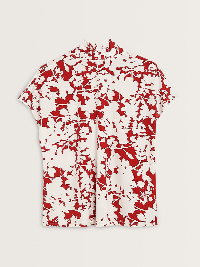 Wardrobe Red Floral Printed Top