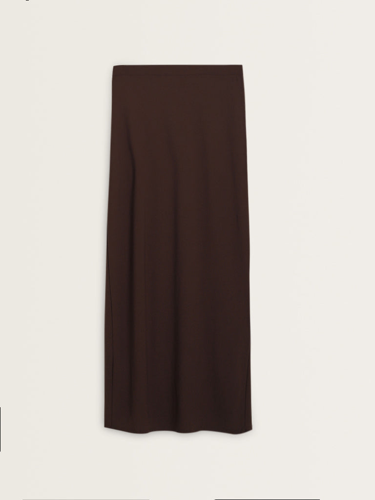 Wardrobe Brown Ruched Detailed High-Rise Skirt