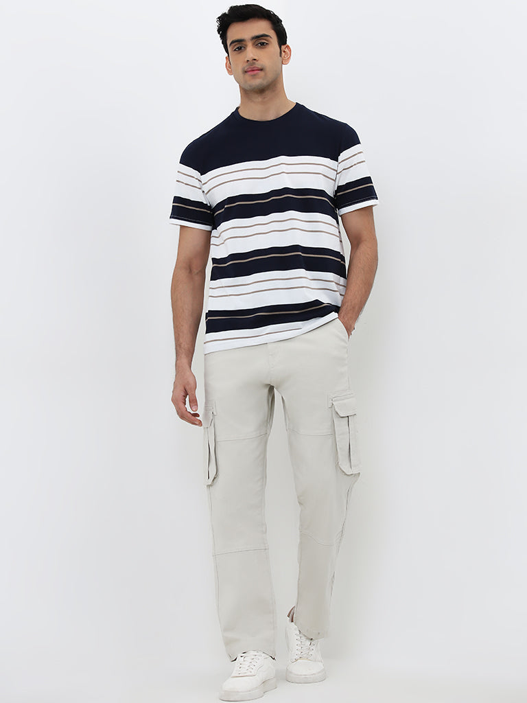 WES Lounge Navy Striped Slim-Fit T-Shirt