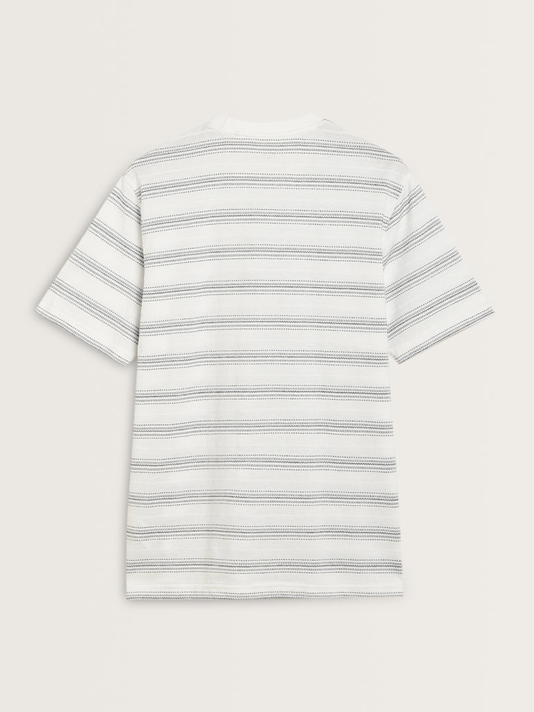 WES Lounge White Striped Relaxed-Fit T-Shirt