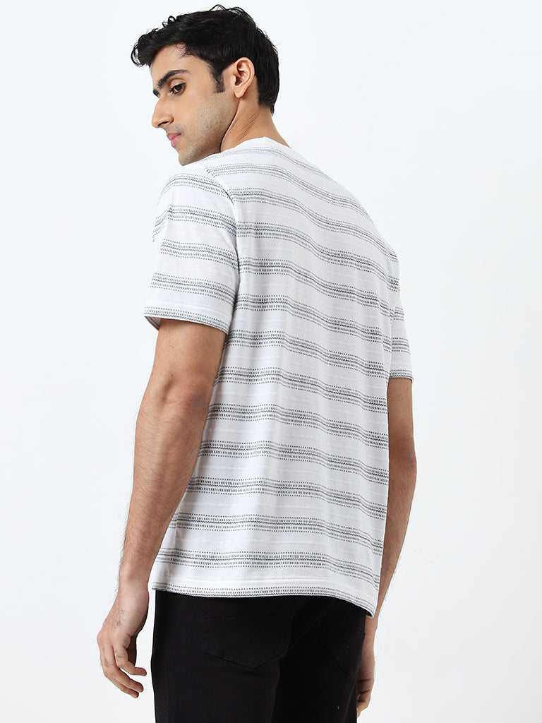 WES Lounge White Striped Relaxed-Fit T-Shirt