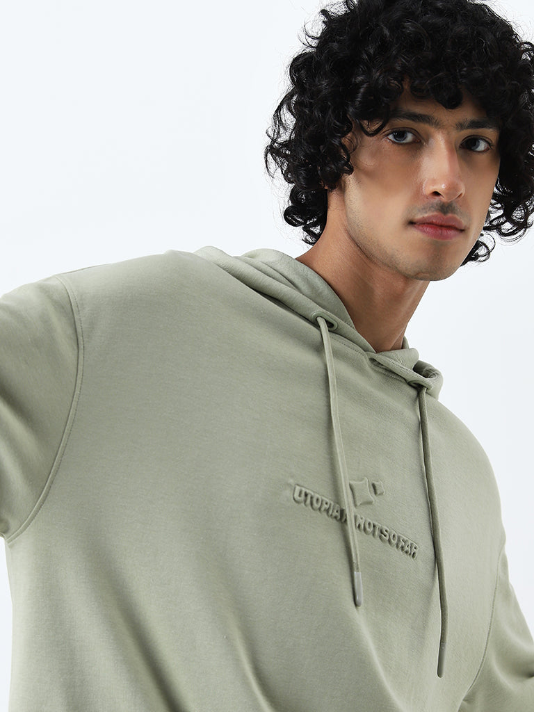 Studiofit Sage Text Embossed Relaxed-Fit Sweatshirt