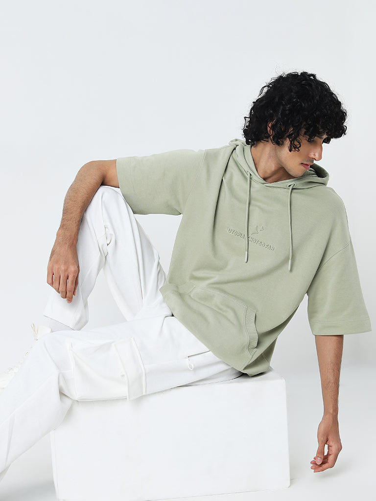 Studiofit Sage Text Embossed Relaxed-Fit Sweatshirt