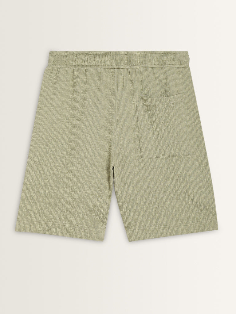 Studiofit Sage Textured Relaxed-Fit Mid-Rise Shorts