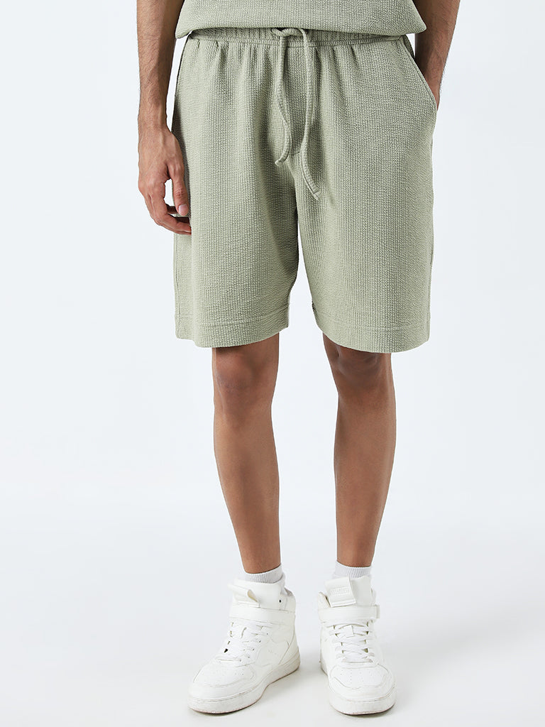 Studiofit Sage Textured Relaxed-Fit Mid-Rise Shorts