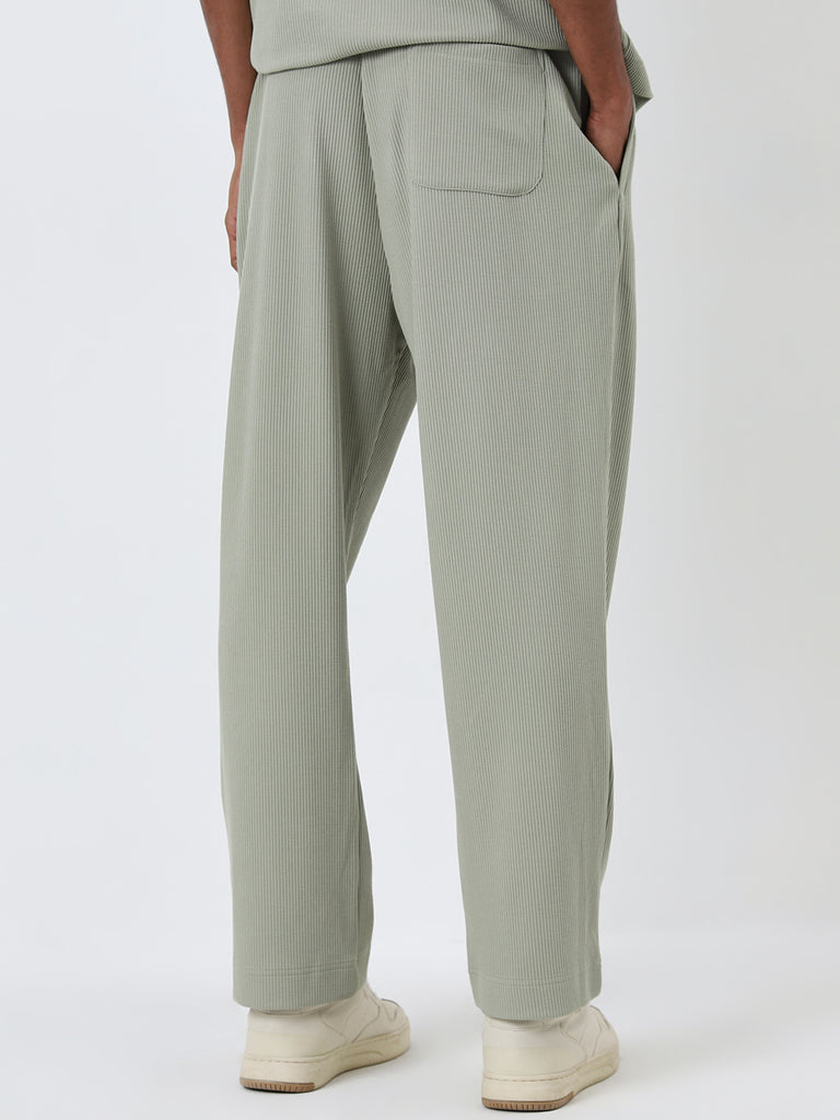 Studiofit Sage Ribbed Relaxed-Fit Mid-Rise Track Pants