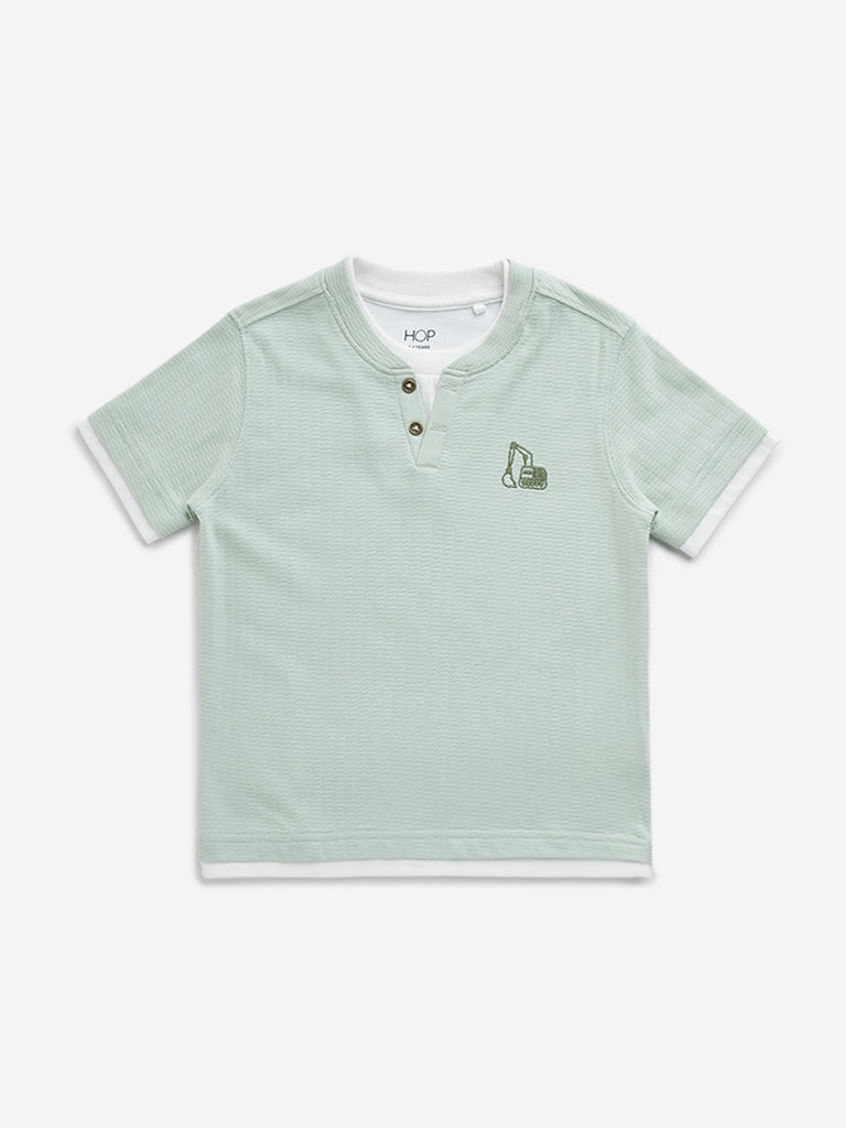 HOP Kids Sage Textured Cotton T-Shirt