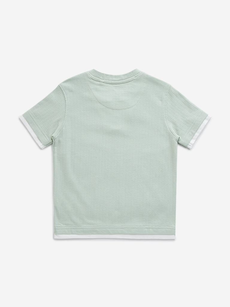 HOP Kids Sage Textured Cotton T-Shirt