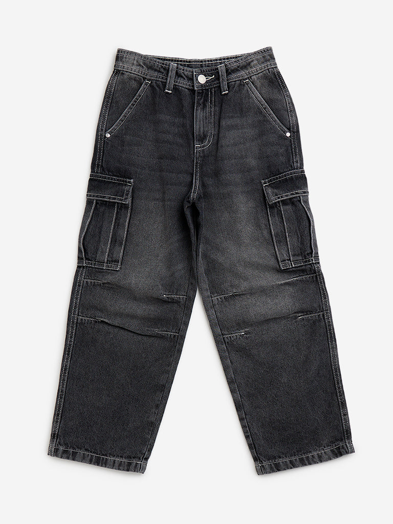 Y&F Kids Charcoal Straight - Fit Mid - Rise Jeans