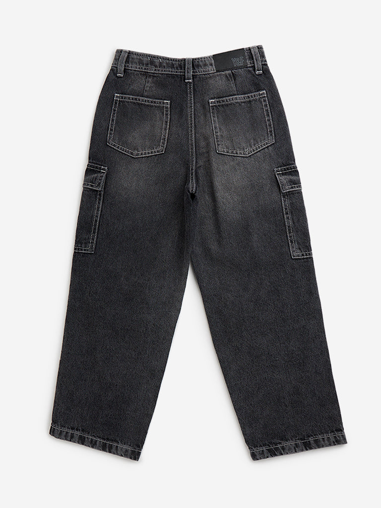 Y&F Kids Charcoal Straight - Fit Mid - Rise Jeans