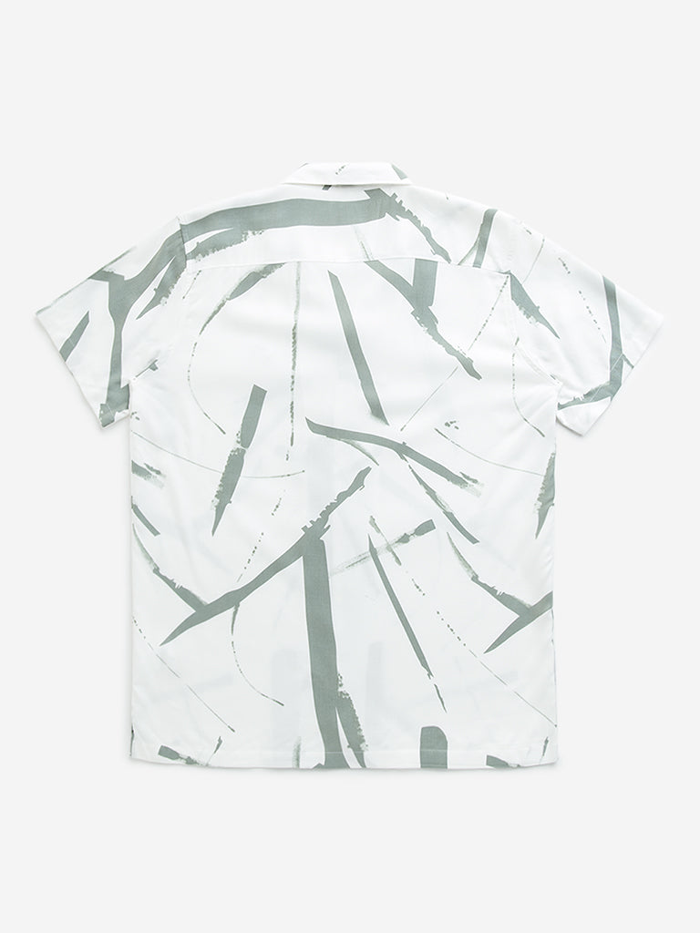 Y&F Kids Sage & White Splatter Printed Resort-Fit Shirt