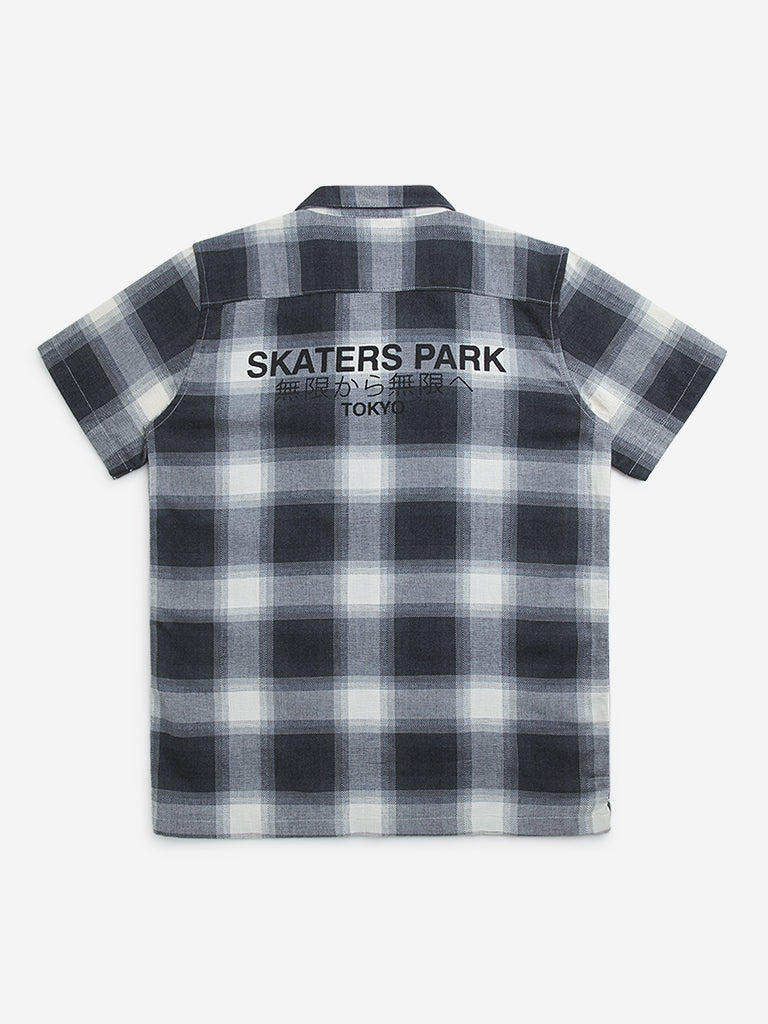 Y&F Kids Dark Grey Checkered Resort-Fit Shirt