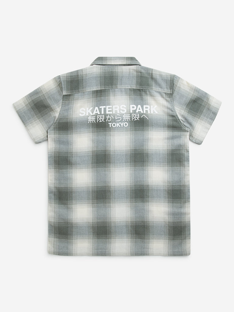 Y&F Kids Sage Checkered Resort-Fit Shirt