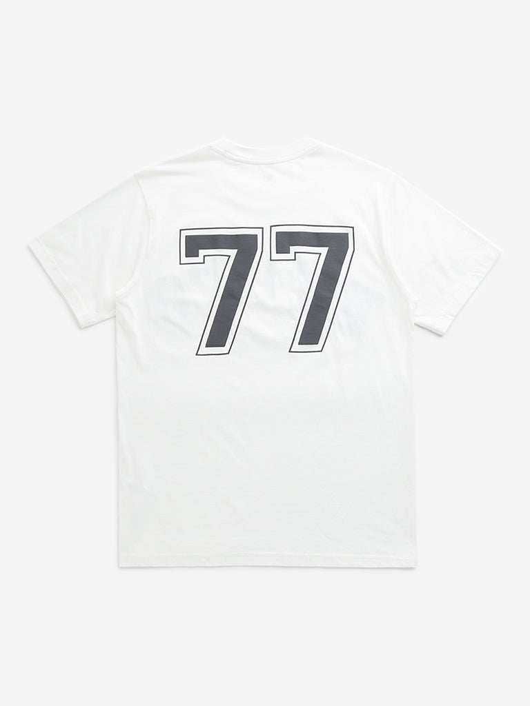 Y&F Kids Off-White Text Design Cotton T-Shirt