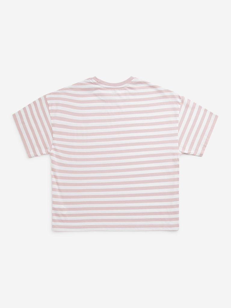 Y&F Kids Pink Striped Patterned Cotton T-Shirt