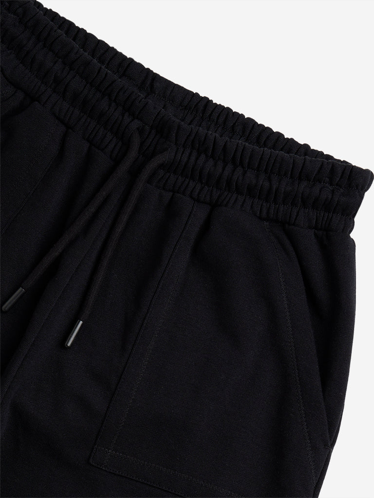 Y&F Kids Black Cargo-Style Mid-Rise Joggers