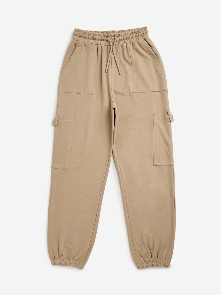 Y&F Kids Beige High-Rise Joggers