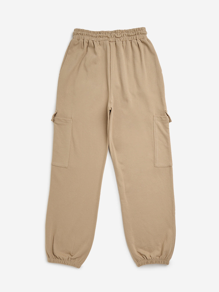 Y&F Kids Beige High-Rise Joggers