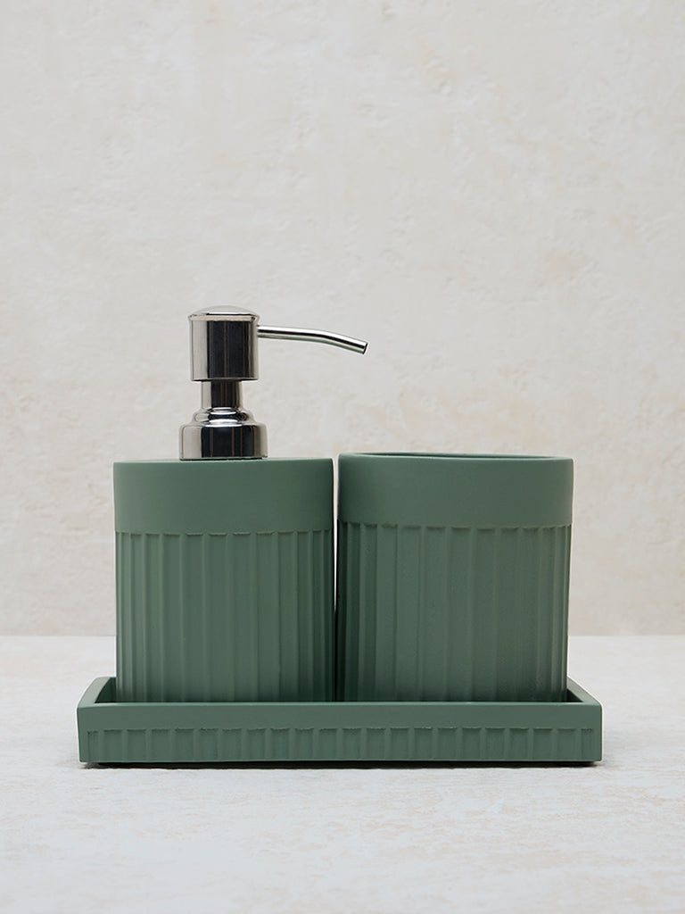 Westside Home Sage Ribbed Textured Bathroom Accessory Set