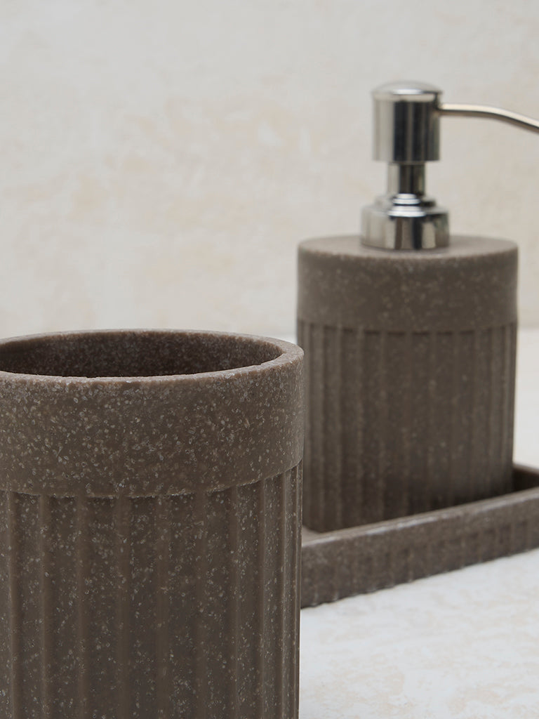 Westside Home Brown Ribbed Textured Bathroom Accessory Set