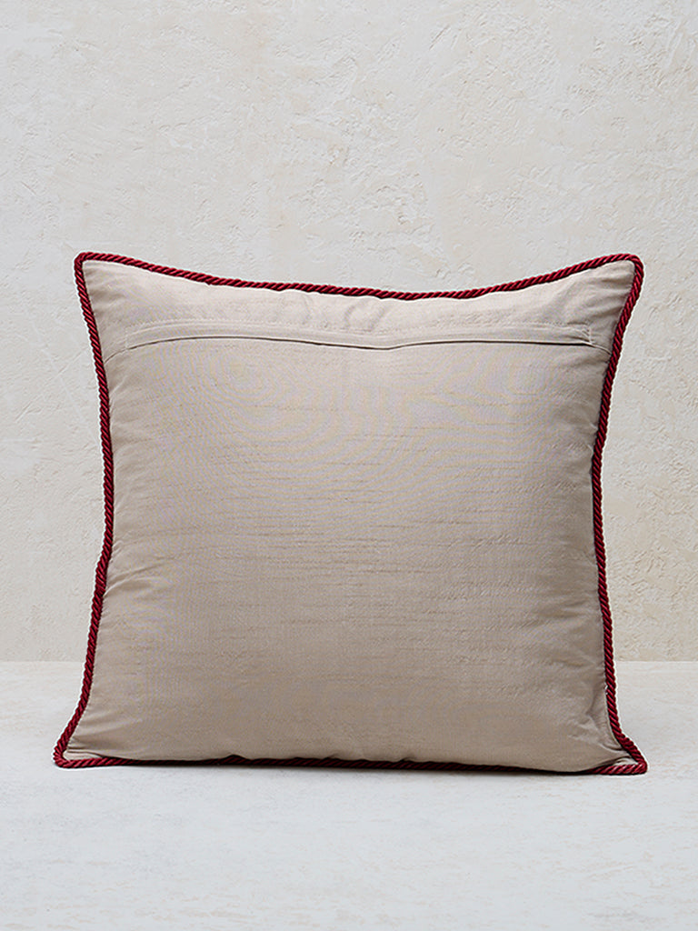 Westside Home Red Embroidered Cushion Cover