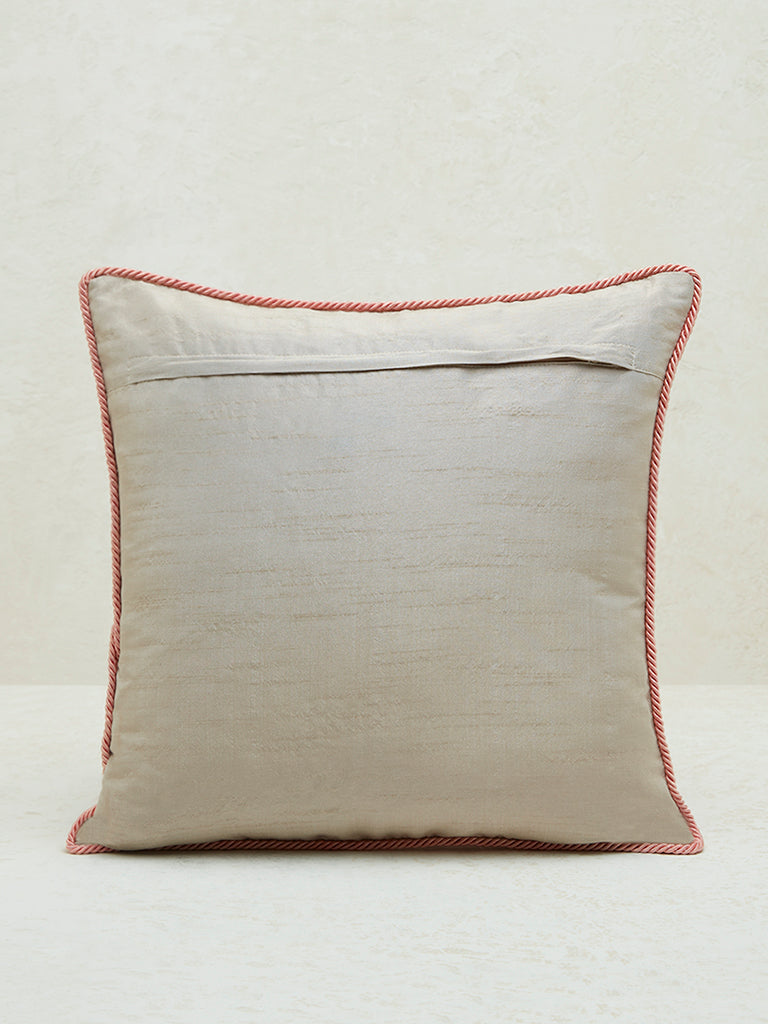 Westside Home Red Jal Embroidered Cushion Cover