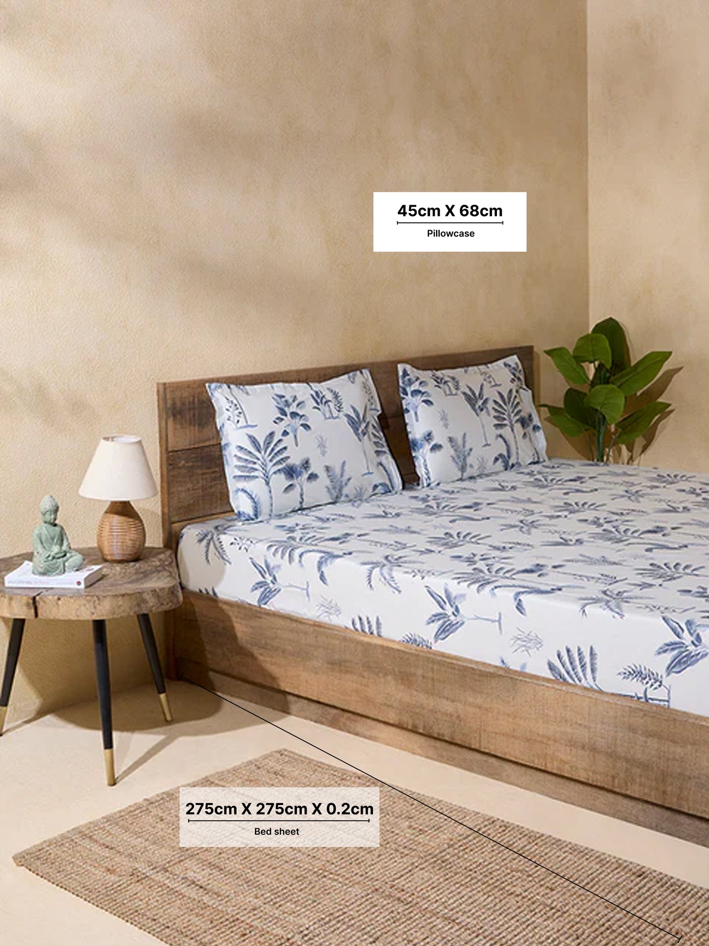 Westside Home Dusty Blue  King Bed Flat Sheet and Pillowcase Set