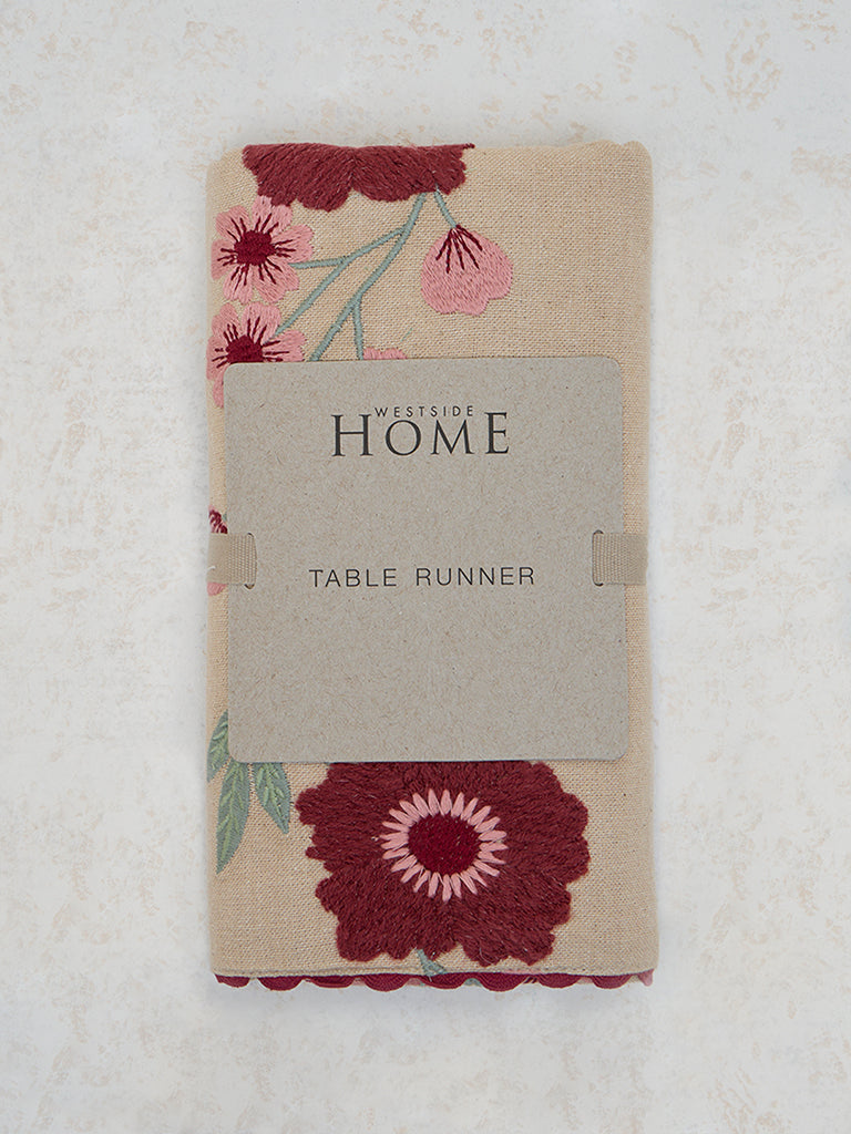 Westside Home Pink Floral Printed Table Runner