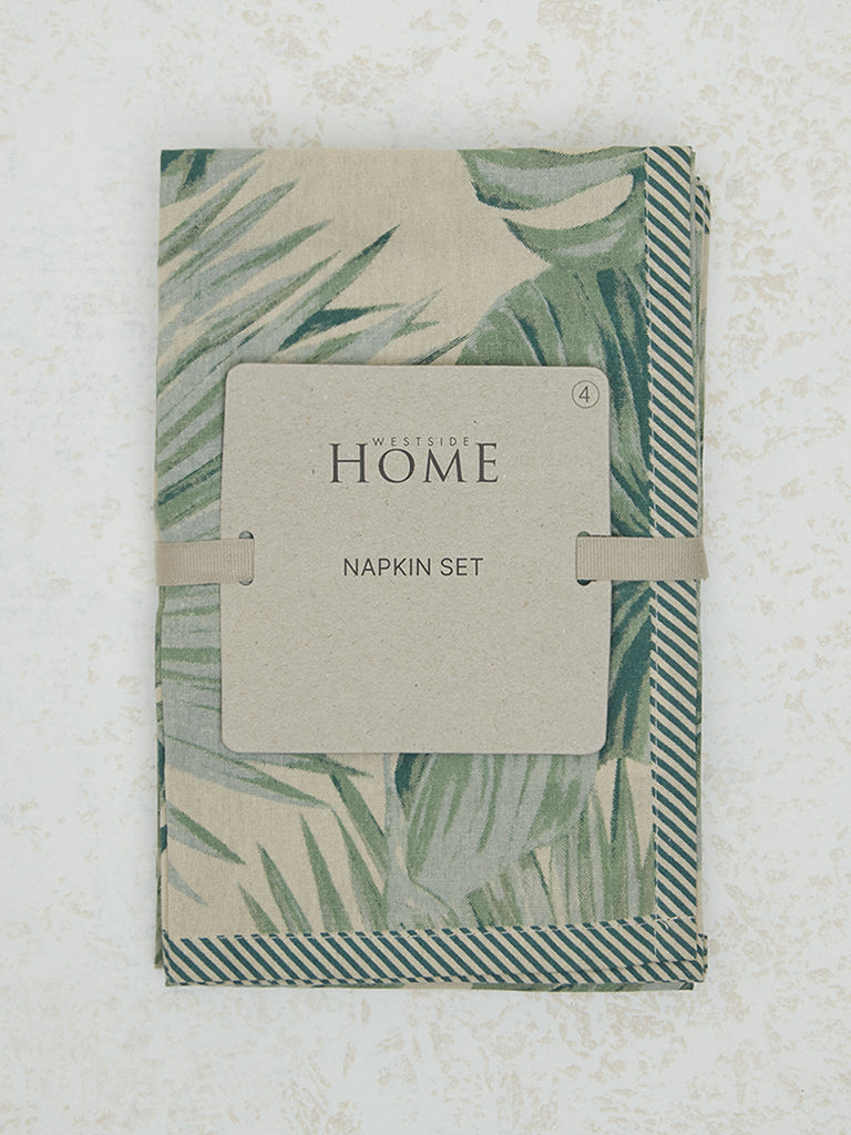 Westside Home Green Leaf Design Table Napkin - (Set of 4)