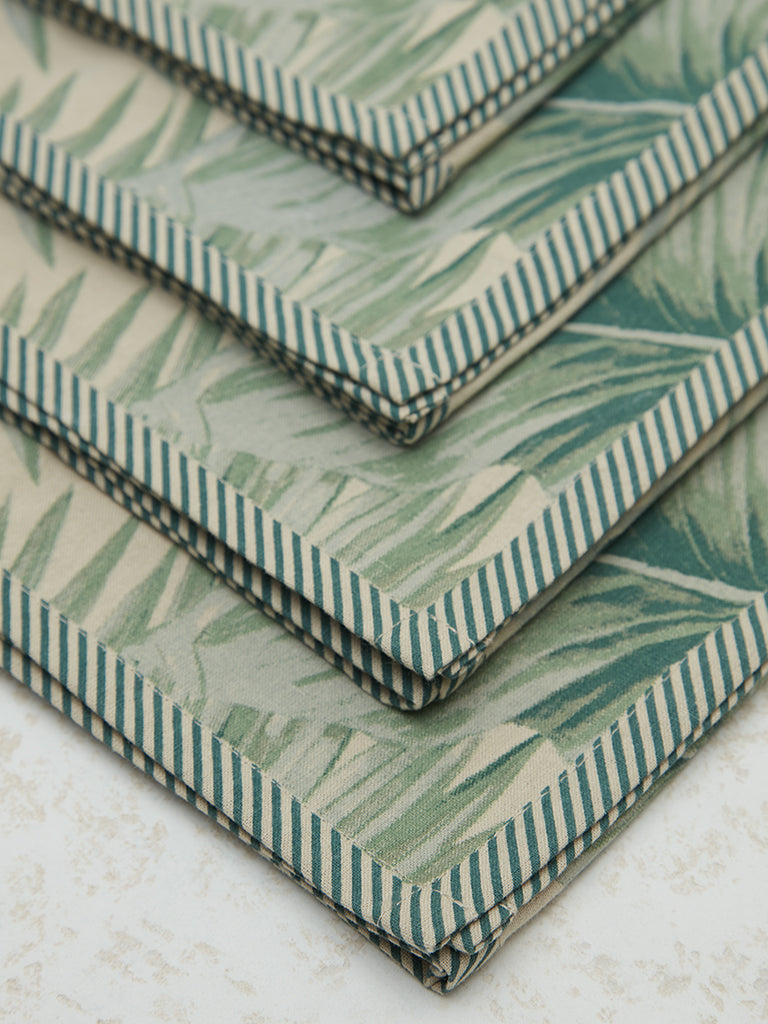 Westside Home Green Leaf Design Table Napkin - (Set of 4)