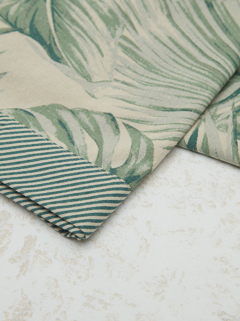 Westside Home Green Leaf Printed Table Cloth