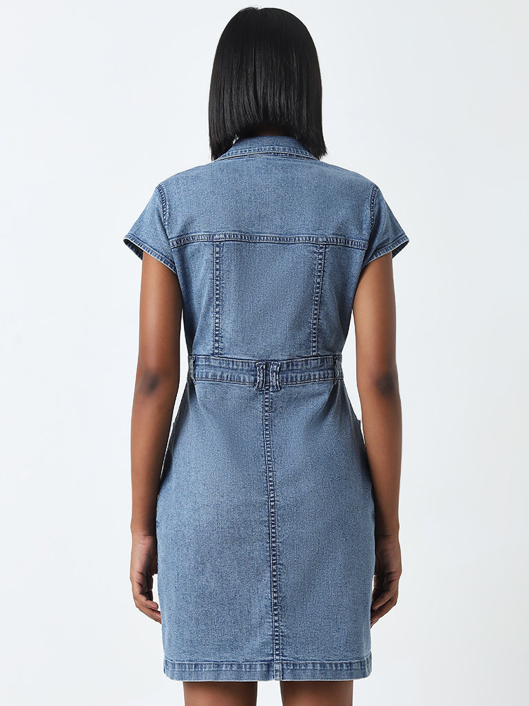 Nuon Blue Denim Shirt Dress