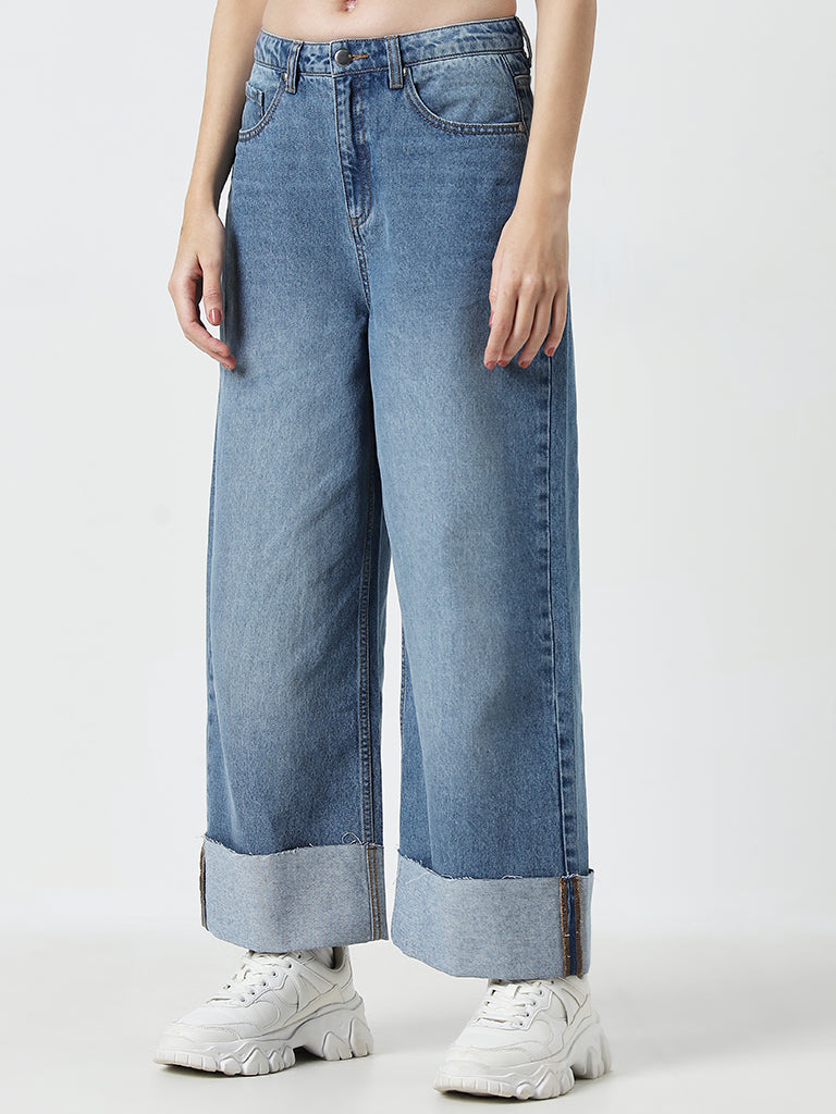 Nuon Blue Faded Relaxed - Fit Mid - Rise Jeans