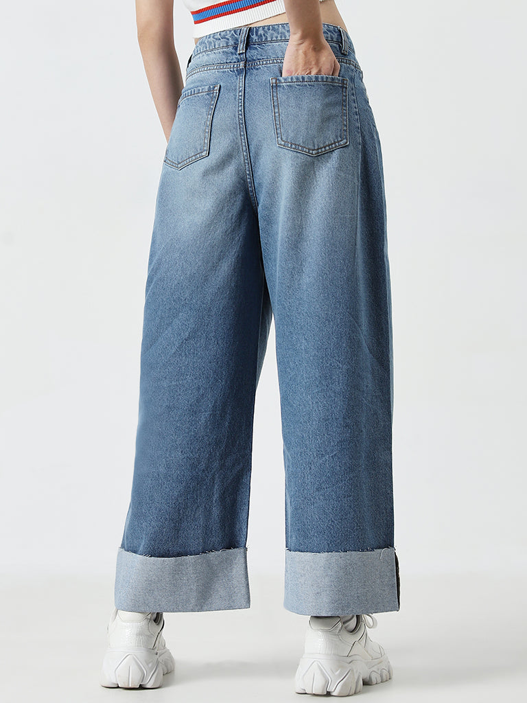 Nuon Blue Faded Relaxed - Fit Mid - Rise Jeans