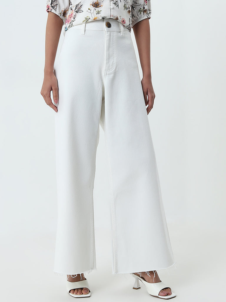 LOV Off-White Wide Leg - Fit High - Rise Jeans