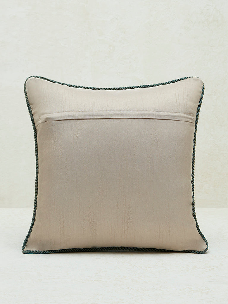 Westside Home Dark Green Butta Embroidered Cushion Cover