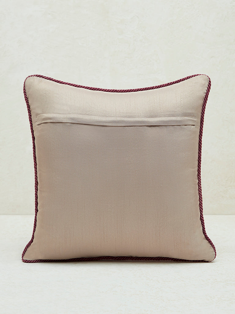 Westside Home Maroon Butta Embroidered Cushion Cover