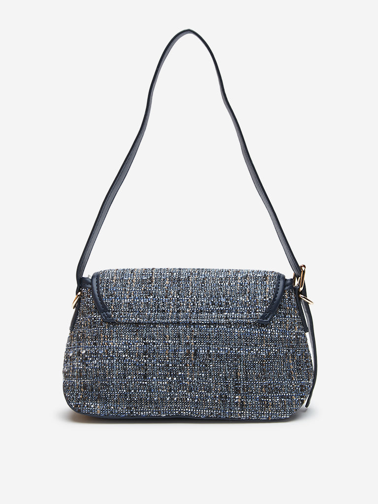 LOV Navy Knit Textured Sling Bag