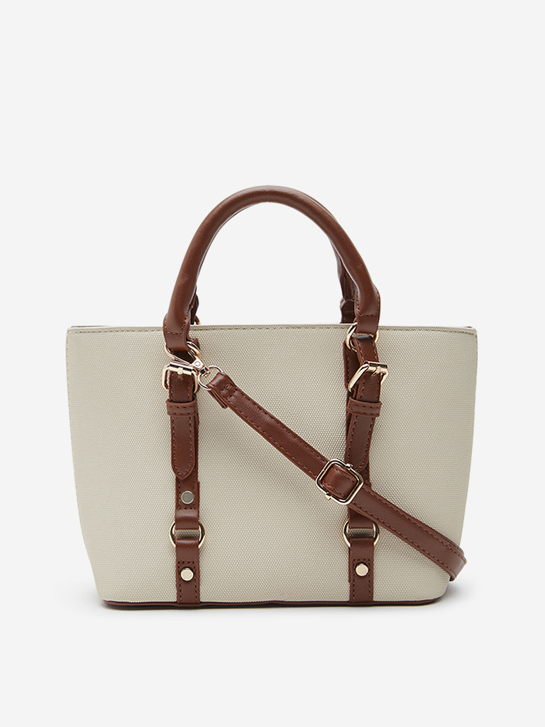 Westside Beige Textured Tote Bag