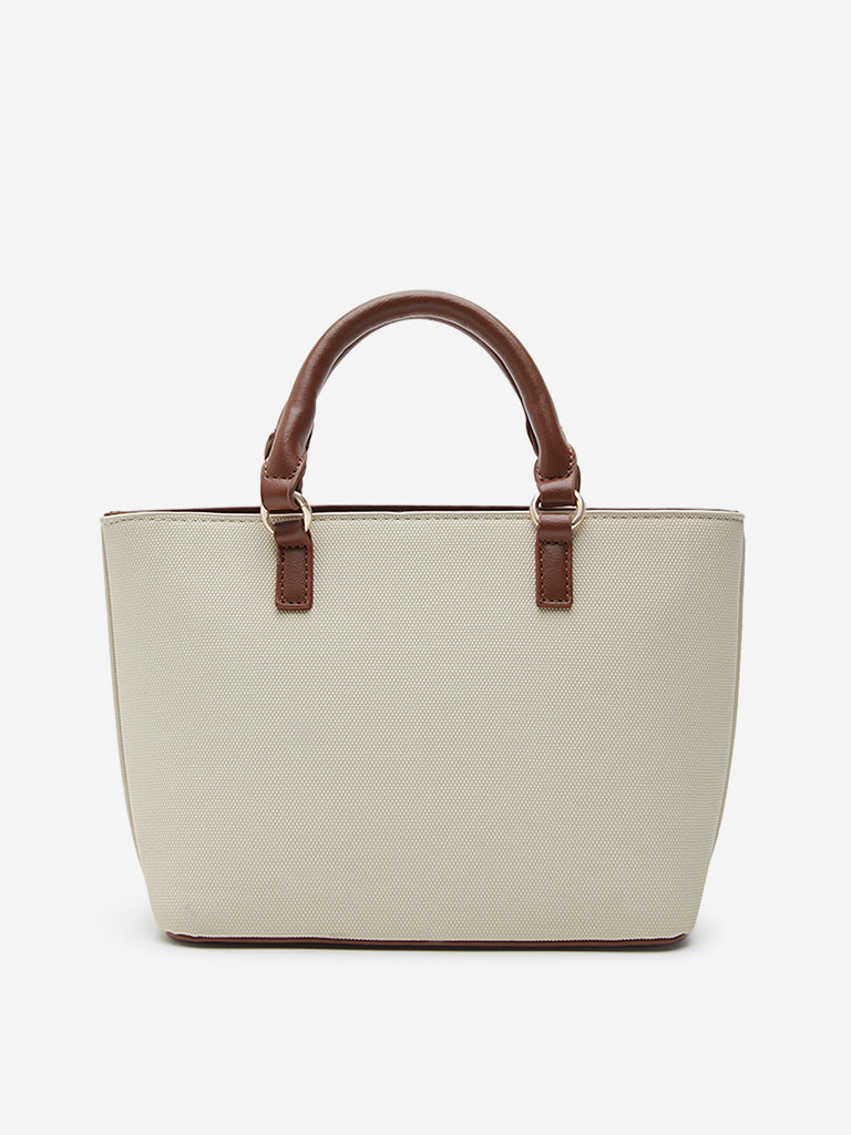 Westside Beige Textured Tote Bag