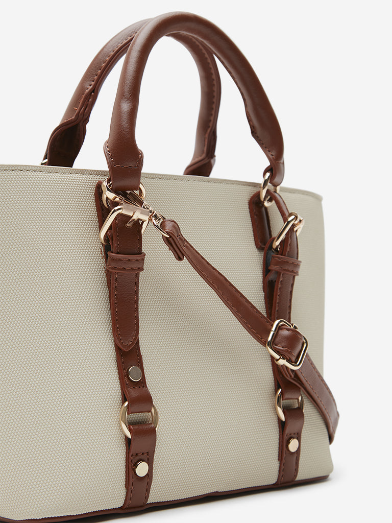 Westside Beige Textured Tote Bag