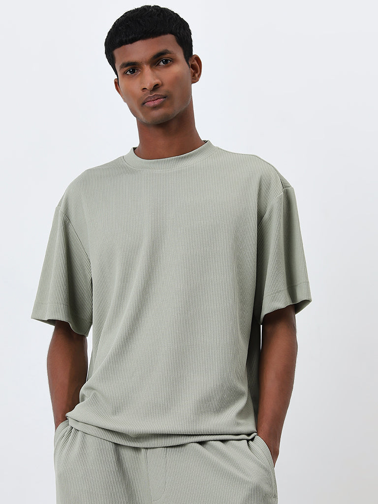 Studiofit Sage Ribbed Relaxed-Fit T-Shirt