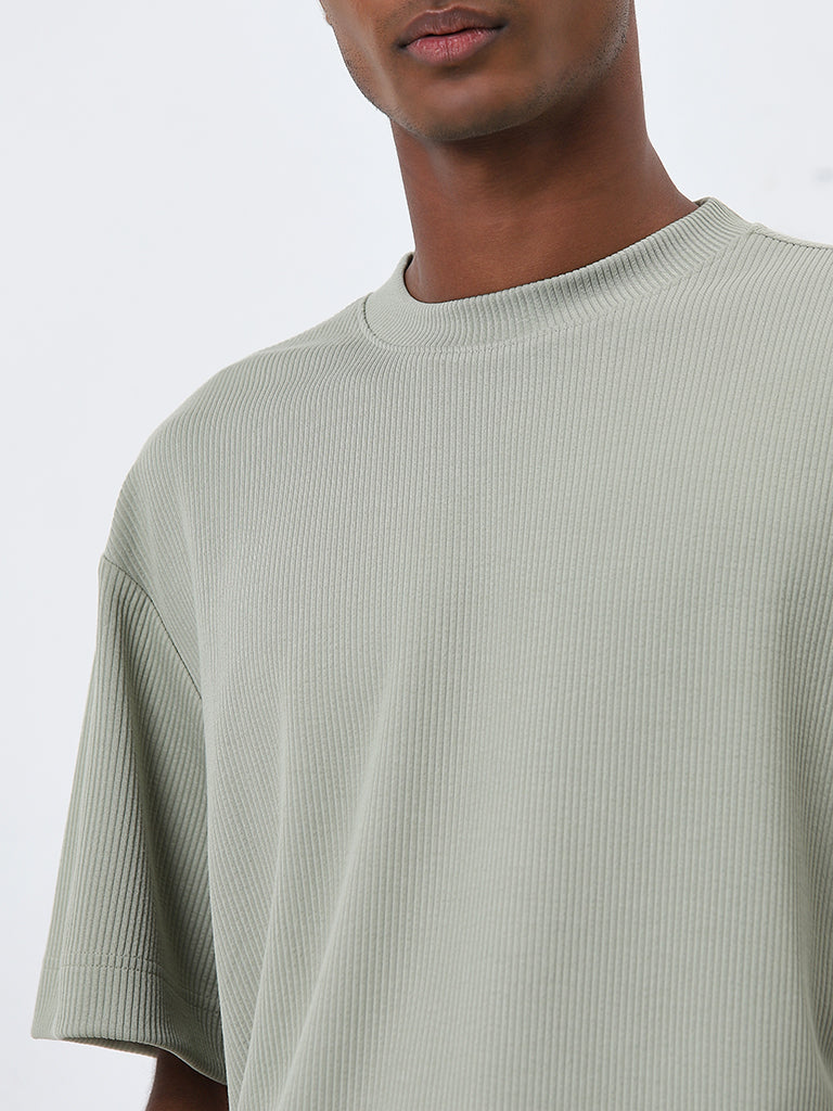 Studiofit Sage Ribbed Relaxed-Fit T-Shirt